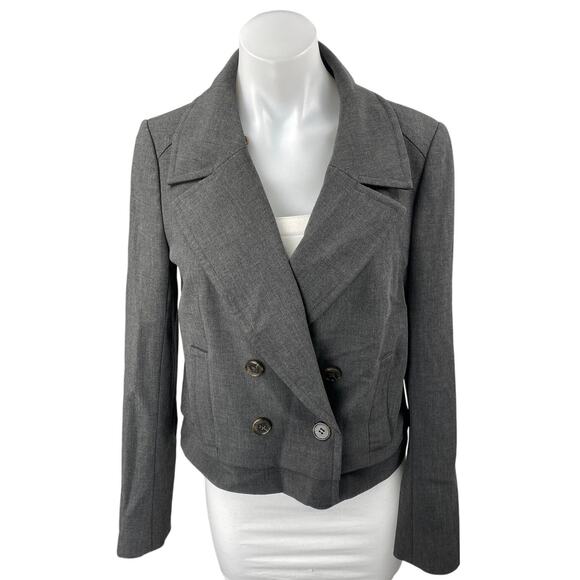 Ann Taylor Women's Gray Long Sleeve Double Breasted Blazer Coat Jacket Size 6 - Picture 1 of 4